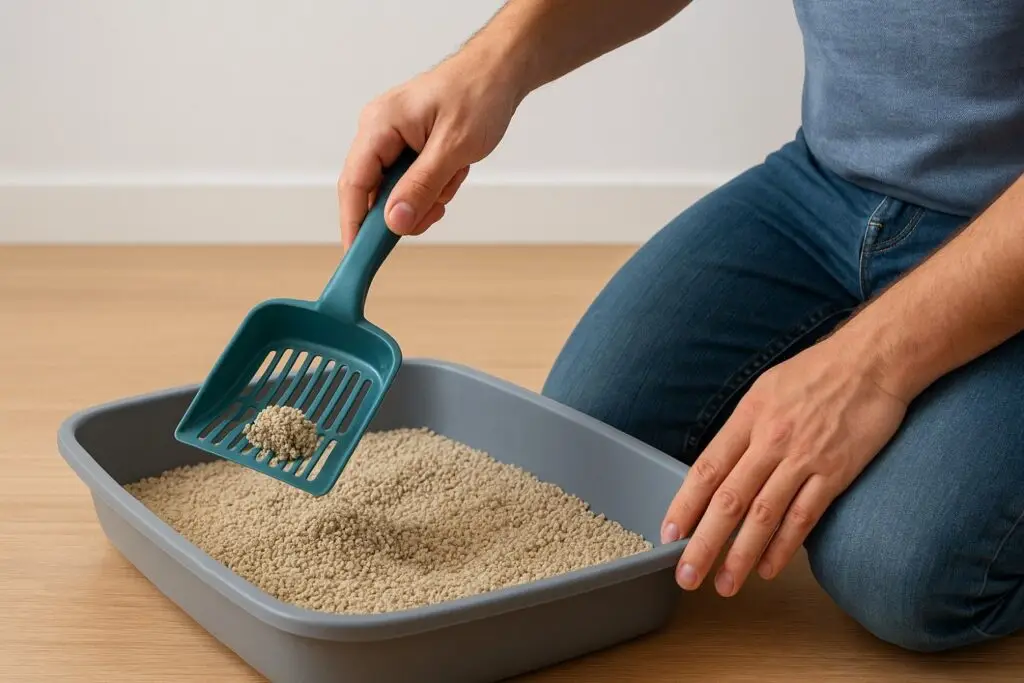 man-is-scooping-the-waste-daily-from-litter-box