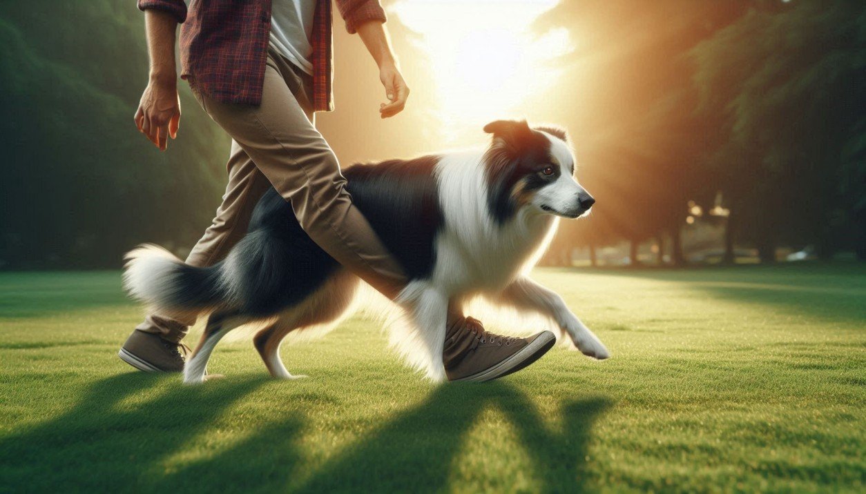 Dog limping and walking unevenly due to leg or hip pain causing altered gait