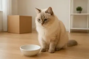 Cat not eating after moving sitting stressed in a new home environment