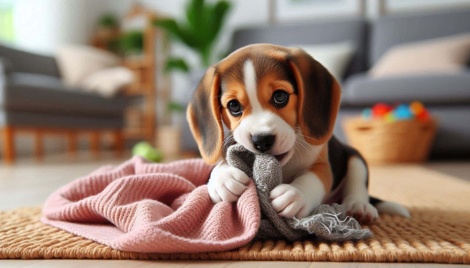 why does my dog nibble on blanket -Teething puppy nibbling blanket showing why puppies chew blankets during teething phase