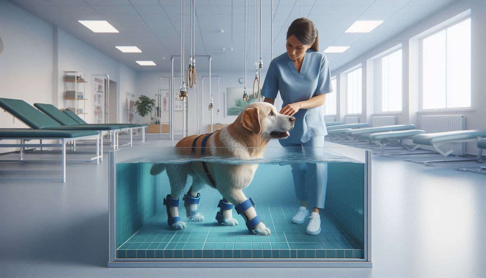 Dog receiving physical therapy treatment for sideways walking issues